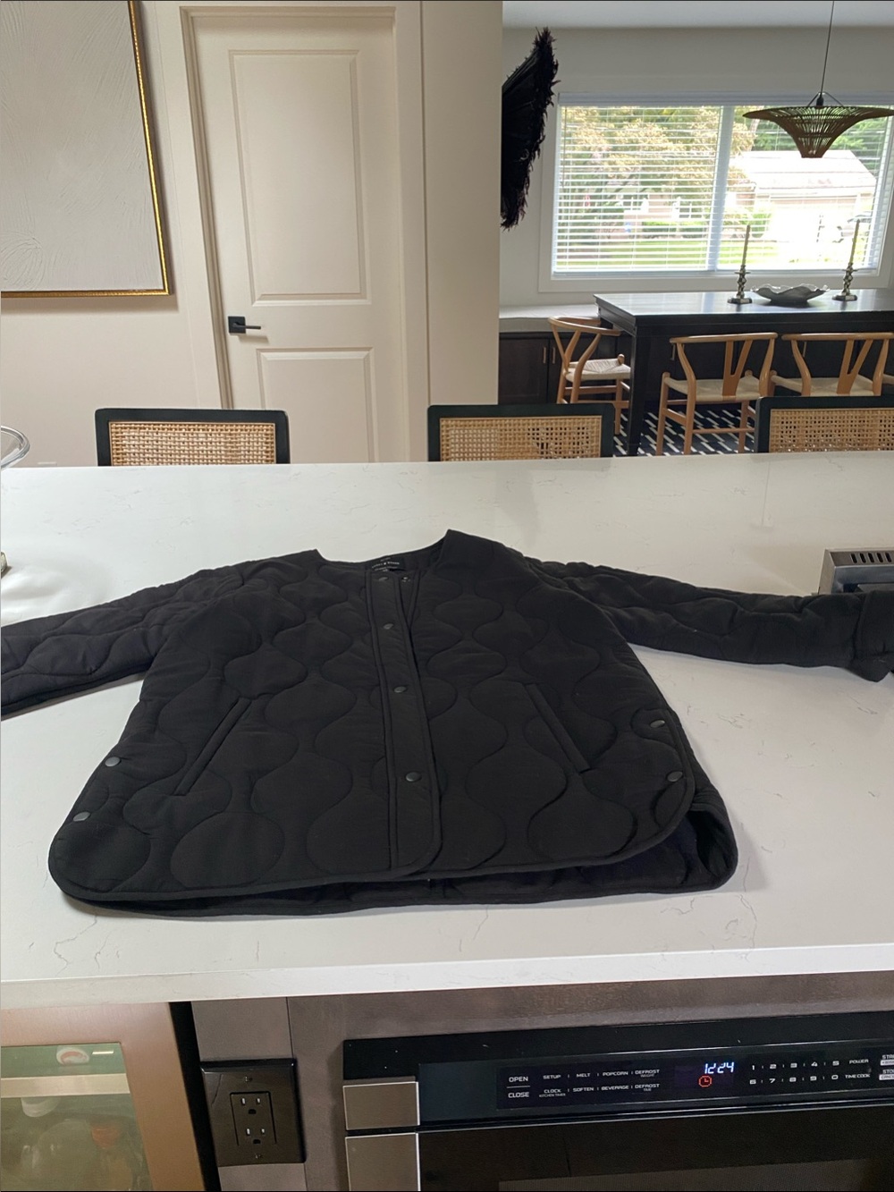 Lucky Brand Black Quilted Snap-Front Puffer Jacket - Picture 2 of 4